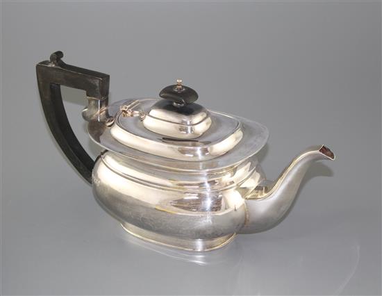 A modern silver teapot, Poston Products Ltd, Sheffield, 1977, gross weight, 25.5 oz.